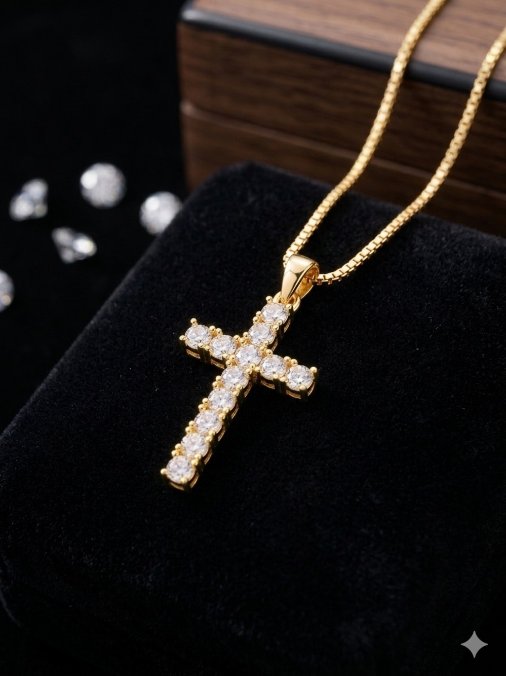 14k Gold - Filled Cross Pendant Necklace with Cubic Zirconia